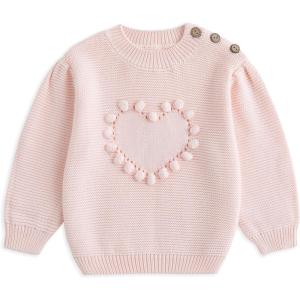 imageSimplee kids Baby Pullover Sweater Valentines Outfit Love Embroidery Knit Sweaters Coat for Autumn Fall and WinterPink2
