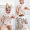 imageSimplee kids Baby Girls Romper Floral Print Summer Onesie Peter Pan Collar Button Ruffled Edge Baby Girl Clothes