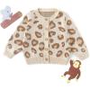 imageSimplee kids Baby Sweater Animal Leopard Printed Baby Cardigan for Autumn FallApink Brown Leopard
