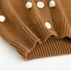 imageSimplee kids Baby Sweater Cardigan Jacquard CableKnit Spring Coat Long Sleeve Cardigan for Baby GirlCoffee