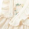 imageSimplee kids Newborn Boys Girls Ruffle Romper Summer Outfit Jumpsuit Linen Embroidery Bodysuits WhiteAaabeige