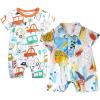 image2 Pack Baby Boys Girls Bodysuit Short Sleeves Summer Infant Toddler Cotton Zipper RompersFcargraffiti