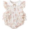 imageSimplee kids Baby Girls Romper Floral Print Summer Onesie Peter Pan Collar Button Ruffled Edge Baby Girl Clothes