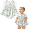 imageSimplee kids Baby Infant Girls Cotton Short Ruffle Sleeve Summer Romper Outfits 324 MonthsEagreen Floral