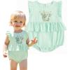 imageSimplee kids Newborn Infant Rompers Baby Girls Summer Ruffle Sleeveless Embroidery Bodysuit OutfitsBbmint Green