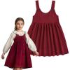 imageSimplee kids Toddler Girl Casual Dress for Spring Girls Skrit with PocketBurgundy