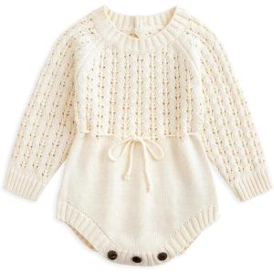 imageSimplee kids Baby Boys Girls Knitted Romper Jumpsuit Long Sleeve Onesie Bodysuits One Piece Outfits SweaterBb Apricot