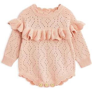 imageSimplee kids Baby Boys Girls Knitted Romper Jumpsuit Long Sleeve Onesie Bodysuits One Piece Outfits SweaterDpink