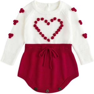 imageSimplee kids Baby Boys Girls Knitted Romper Jumpsuit Long Sleeve Onesie Bodysuits One Piece Outfits SweaterEred