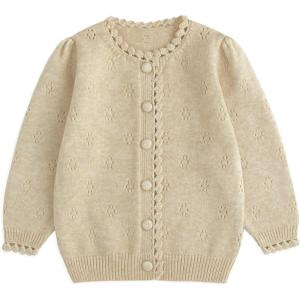 imageSimplee kids Baby Cardigan Cable Knit Toddler Cardigan Long Sleeve Fall Winter Open Front Knit SweatersA1apricot