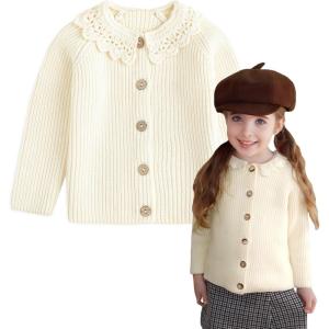 imageSimplee kids Baby Cardigan Cable Knit Toddler Cardigan Long Sleeve Fall Winter Open Front Knit SweatersAawhite