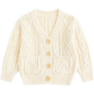 imageSimplee kids Baby Cardigan Cable Knit Toddler Cardigan Long Sleeve Fall Winter Open Front Knit SweatersCreamywhite