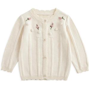 imageSimplee kids Baby Girl Thin Sweater Solid White Pink Cardigans for Toddler 03YearsBabeige