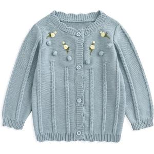 imageSimplee kids Baby Girl Thin Sweater Solid White Pink Cardigans for Toddler 03YearsBablue