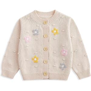 imageSimplee kids Baby Girl Thin Sweater Solid White Pink Cardigans for Toddler 03YearsCapricot