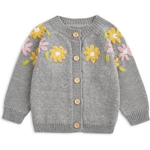 imageSimplee kids Baby Girl Thin Sweater Solid White Pink Cardigans for Toddler 03YearsClight Gray