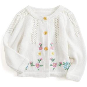 imageSimplee kids Baby Girl Thin Sweater Solid White Pink Cardigans for Toddler 03YearsCwhite