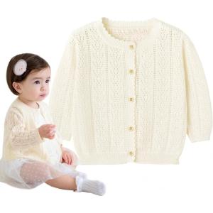 imageSimplee kids Baby Girl Thin Sweater Solid White Pink Cardigans for Toddler 03YearsD  Beige