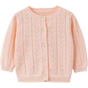 imageSimplee kids Baby Girl Thin Sweater Solid White Pink Cardigans for Toddler 03YearsD  Pink