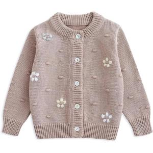 imageSimplee kids Baby Girl Thin Sweater Solid White Pink Cardigans for Toddler 03YearsFpink