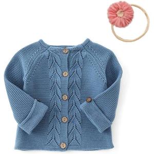 imageSimplee kids Baby Girls Fall Winter Cardigan Sweaters Coats Outfits for ToddlersAblue2