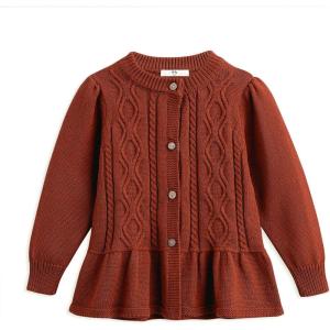 imageSimplee kids Baby Girls Fall Winter Cardigan Sweaters Coats Outfits for ToddlersFbrick Red