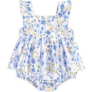 imageSimplee kids Baby Infant Girls Cotton Short Ruffle Sleeve Summer Romper Outfits 324 MonthsBpblue Floral