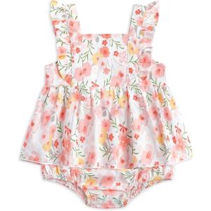 imageSimplee kids Baby Infant Girls Cotton Short Ruffle Sleeve Summer Romper Outfits 324 MonthsBppink Floral
