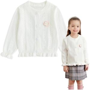 imageSimplee kids Baby Sweater Animal Leopard Printed Baby Cardigan for Autumn FallDwhite Flower