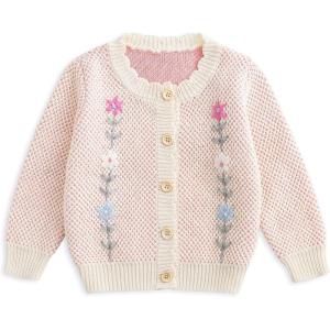 imageSimplee kids Baby Sweater Cardigan Jacquard CableKnit Spring Coat Long Sleeve Cardigan for Baby GirlZpink