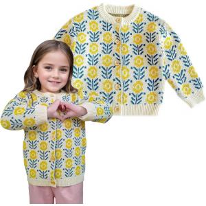 imageSimplee kids Baby Sweater Cardigan Jacquard CableKnit Spring Coat Long Sleeve Cardigan for Baby GirlZzasunflower