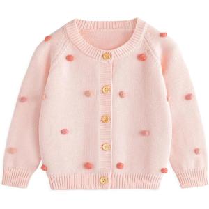 imageSimplee kids Baby Sweater Cardigan Jacquard CableKnit Spring Coat Long Sleeve Cardigan for Baby GirlZzpink