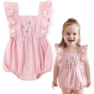 imageSimplee kids Newborn Boys Girls Ruffle Romper Summer Outfit Jumpsuit Linen Embroidery Bodysuits WhiteAaapink