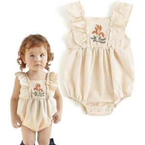 imageSimplee kids Newborn Boys Girls Ruffle Romper Summer Outfit Jumpsuit Linen Embroidery Bodysuits WhiteAcreamcoloured