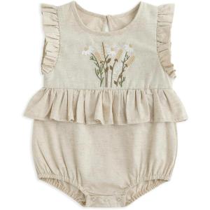 imageSimplee kids Newborn Infant Rompers Baby Girls Summer Ruffle Sleeveless Embroidery Bodysuit OutfitsBbapricot