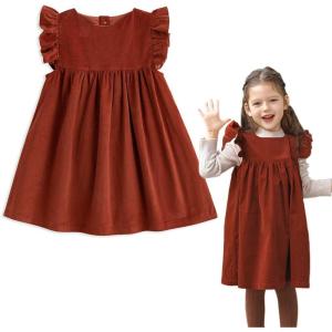 imageSimplee kids Toddler Girl Casual Dress for Spring Girls Skrit with PocketAofallbrick Red