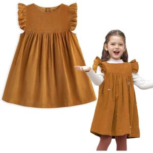 imageSimplee kids Toddler Girl Casual Dress for Spring Girls Skrit with PocketAofallbrown