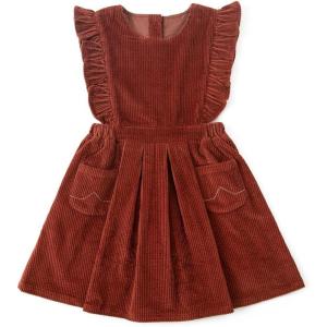 imageSimplee kids Toddler Girl Casual Dress for Spring Girls Skrit with PocketOfalln Wine Red