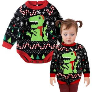 imageSimplee kids Ugly Christmas Sweater Family Matching Outfits for Holiday Party Knitted PulloverGblackdinosaur