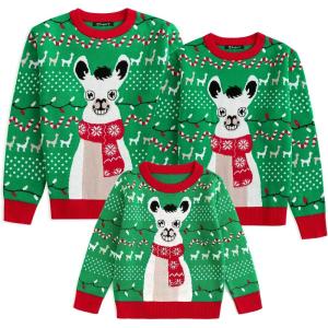 imageSimplee kids Ugly Christmas Sweater Family Matching Outfits for Holiday Party Knitted PulloverSalpaca