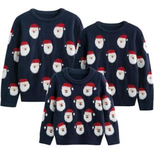 imageSimplee kids Ugly Christmas Sweater Family Matching Outfits for Holiday Party Knitted PulloverSantanavy