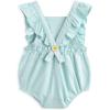 imageSimplee kids Baby Boys Girls Ruffle Romper Summer Outfit Jumpsuit Linen BodysuitsAblue Green