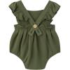 imageSimplee kids Baby Boys Girls Ruffle Romper Summer Outfit Jumpsuit Linen BodysuitsAolive Green