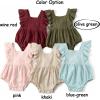 imageSimplee kids Baby Boys Girls Ruffle Romper Summer Outfit Jumpsuit Linen BodysuitsAolive Green
