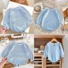 imageSimplee kids Baby Girls Kint Romper Fall Long Sleeve Rompers Newborn Baby Solid Overall Jumpsuit OutfitsBlue