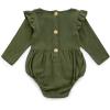 imageSimplee kids Baby Girls Linen Handmade Jumpsuit Summer Long Sleeve Jumpsuit Newborn BabyAaolive Green