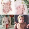 imageSimplee kids Baby Girls Linen Handmade Jumpsuit Summer Long Sleeve Jumpsuit Newborn BabyPink