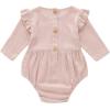 imageSimplee kids Baby Girls Linen Handmade Jumpsuit Summer Long Sleeve Jumpsuit Newborn BabyPink