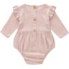 imageSimplee kids Baby Girls Linen Handmade Jumpsuit Summer Long Sleeve Jumpsuit Newborn BabyYwhitepink