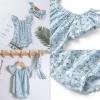 imageSimplee kids Baby Girls Summer Romper Onesie Infant Newborn Floral Ruffled Sleeveless BodysuitAaalight Blue Floral